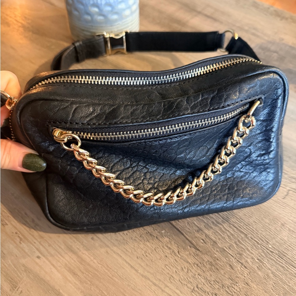 & Other Stories Black Belt Bag with Gold Chain 🏍️